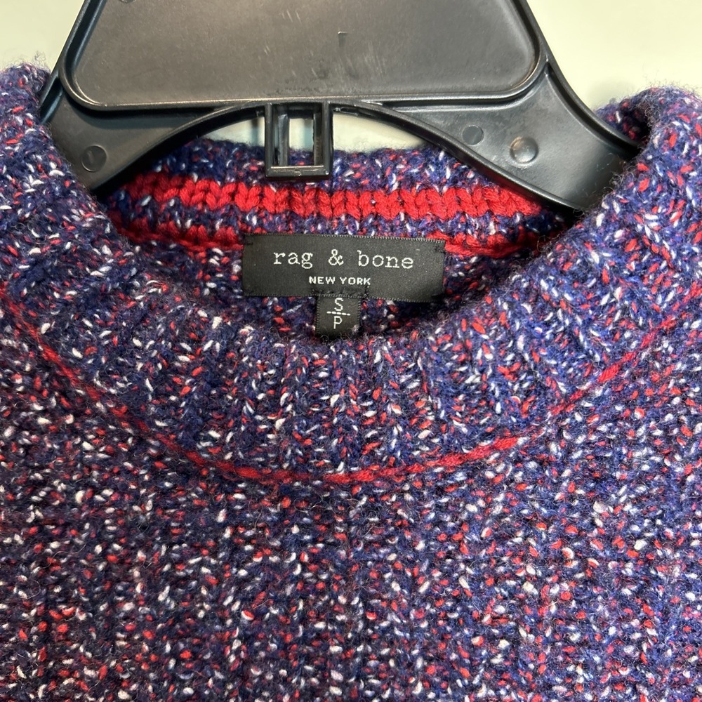Rag & Bone purple mock neck Confetti Knit Sweater Cropped Size Small - Picture 3 of 9